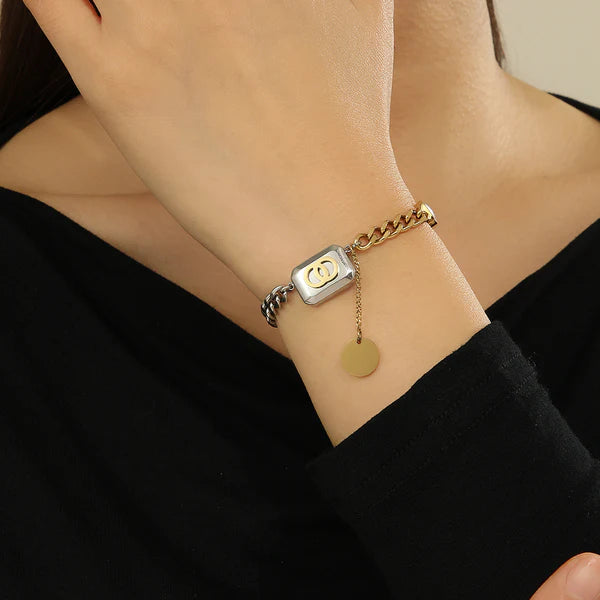 ZARAHÉ Haute Elegance Bracelet in Silver & Gold with Gemstone Accent