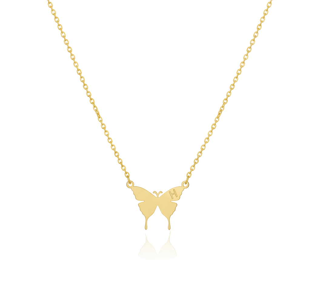Butterfly Wings Initial Pendant Necklace