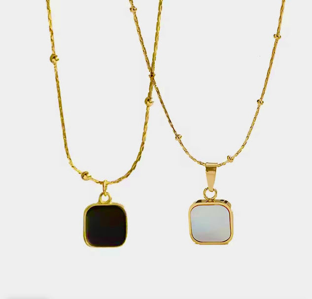 Bold Black/White Square Pendant Necklace