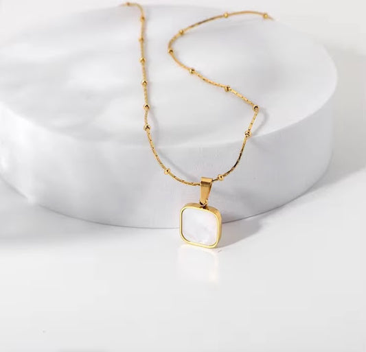 Bold Black/White Square Pendant Necklace