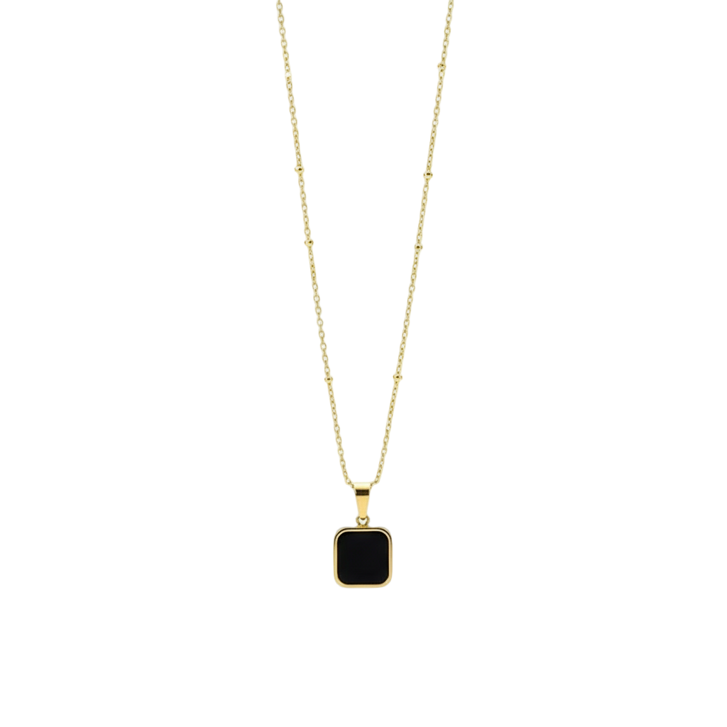 Bold Black/White Square Pendant Necklace