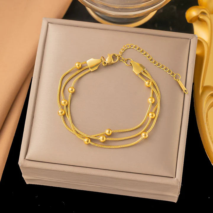 ZARAHÉ Gold Double-Layer Beaded Bracelet