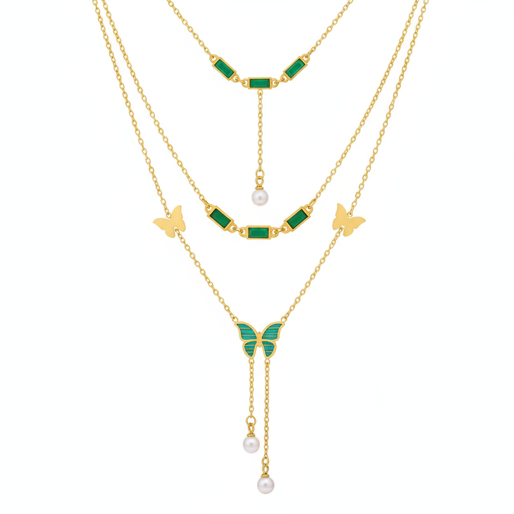 ZARAHÉ Verdant Flutter Layered Necklace Set