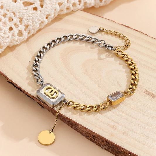 ZARAHÉ Haute Elegance Bracelet in Silver & Gold with Gemstone Accent