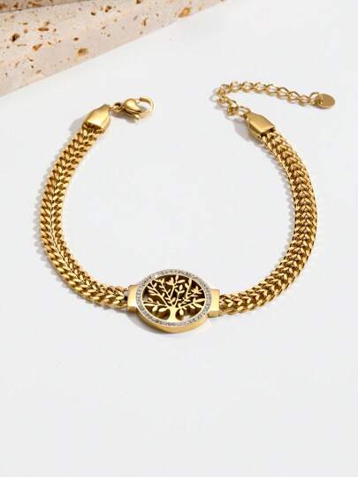 ZARAHÉ Gold-Plated Tree of Life Necklace with Crystal Accents