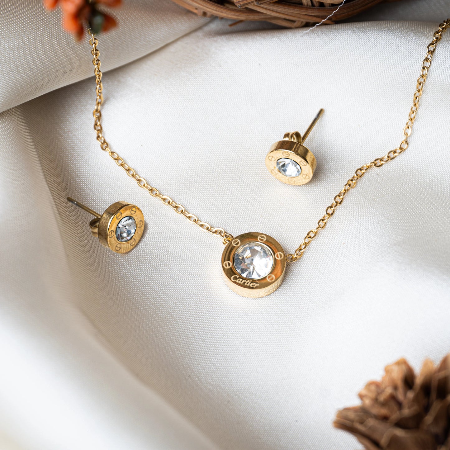 ZARAHE Gold Crystal Jewelry Set Inspired by Cartier Love Collection
