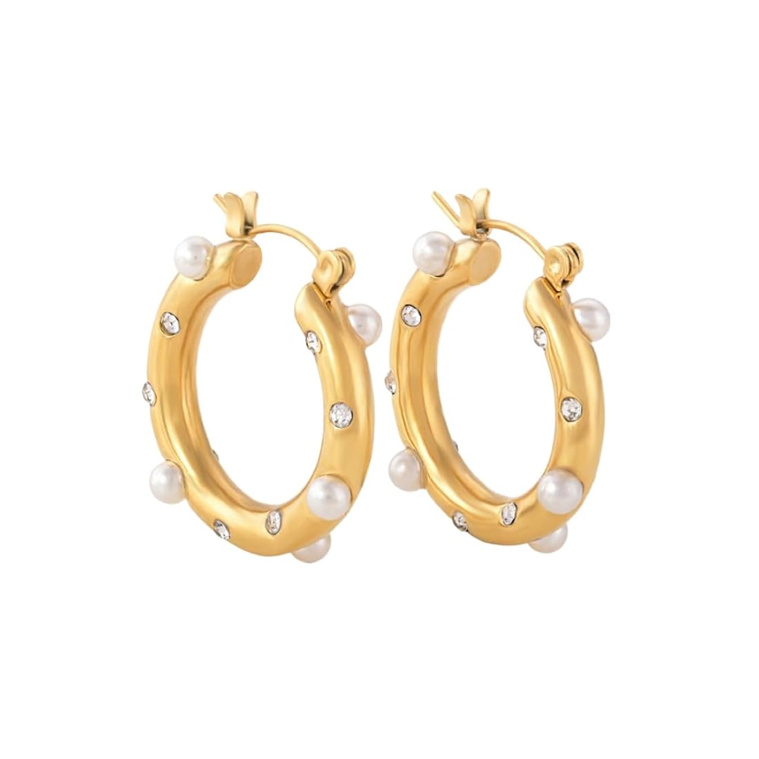 Luxe Gold Hoops with Pearls & Crystals" – Sophisticated & minimal