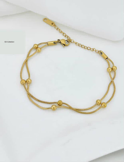 ZARAHÉ Gold Double-Layer Beaded Bracelet