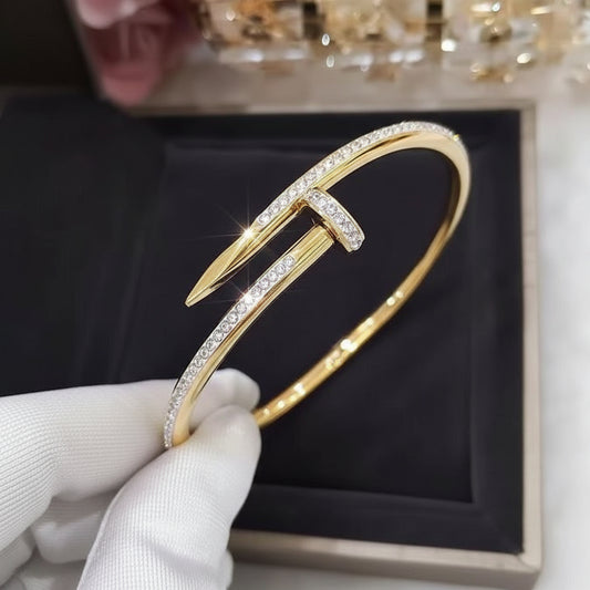 ZARAHÉ Luxe Nail Bangle – Gold & Crystal Statement Bracelet