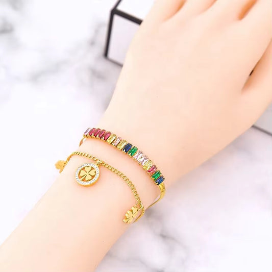 ZARAHÉ Rainbow Clover Charm Bracelet