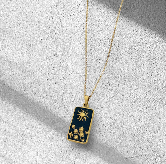 ZARAHÉ Sun and Floral Enamel Pendant Necklace