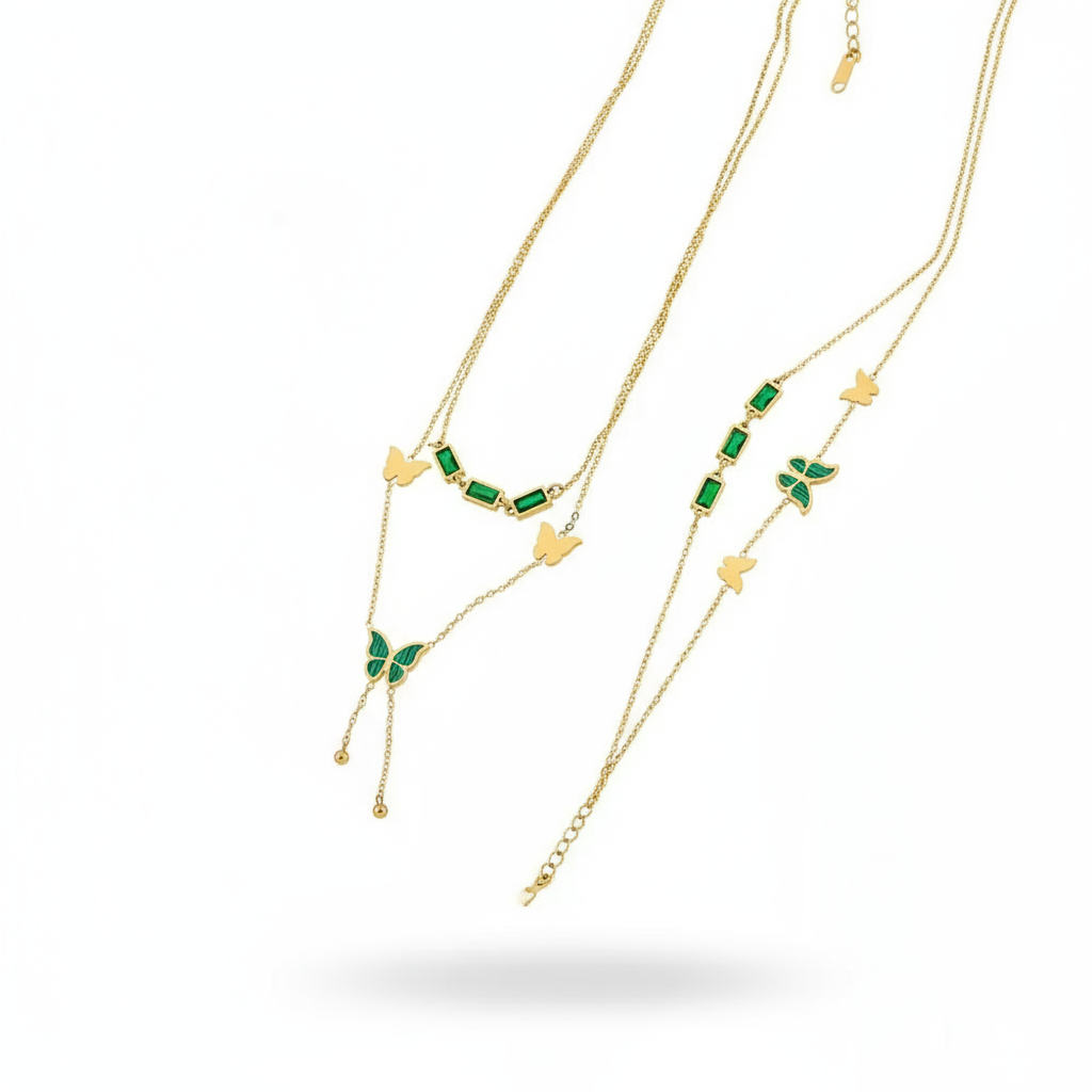 ZARAHÉ Verdant Flutter Layered Necklace Set