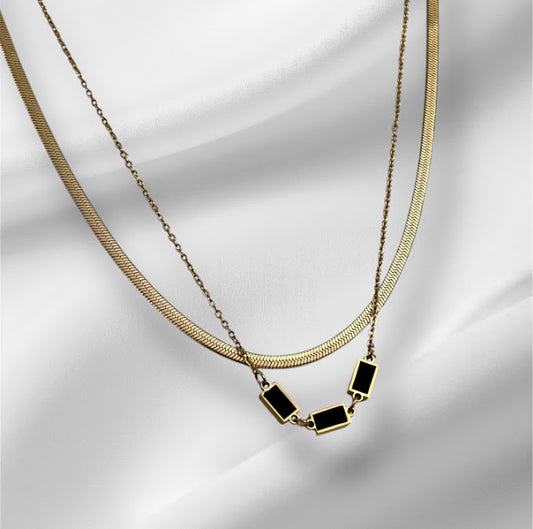 ZARAHÉ Obsidian Grace Layered Necklace