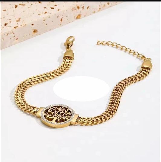 ZARAHÉ Gold-Plated Tree of Life Necklace with Crystal Accents