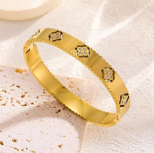 "Golden Bloom Designer Cuff Bracelet"