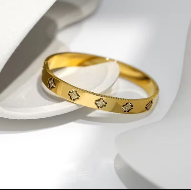 "Golden Bloom Designer Cuff Bracelet"