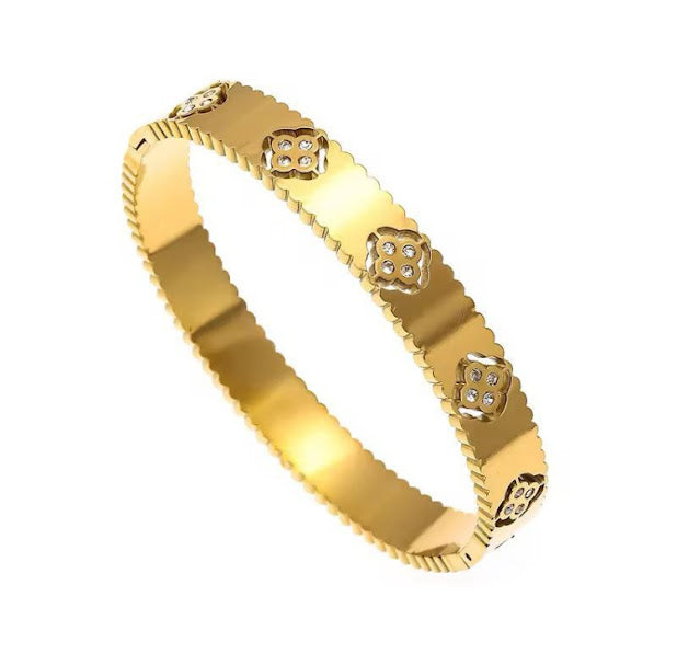 "Golden Bloom Designer Cuff Bracelet"