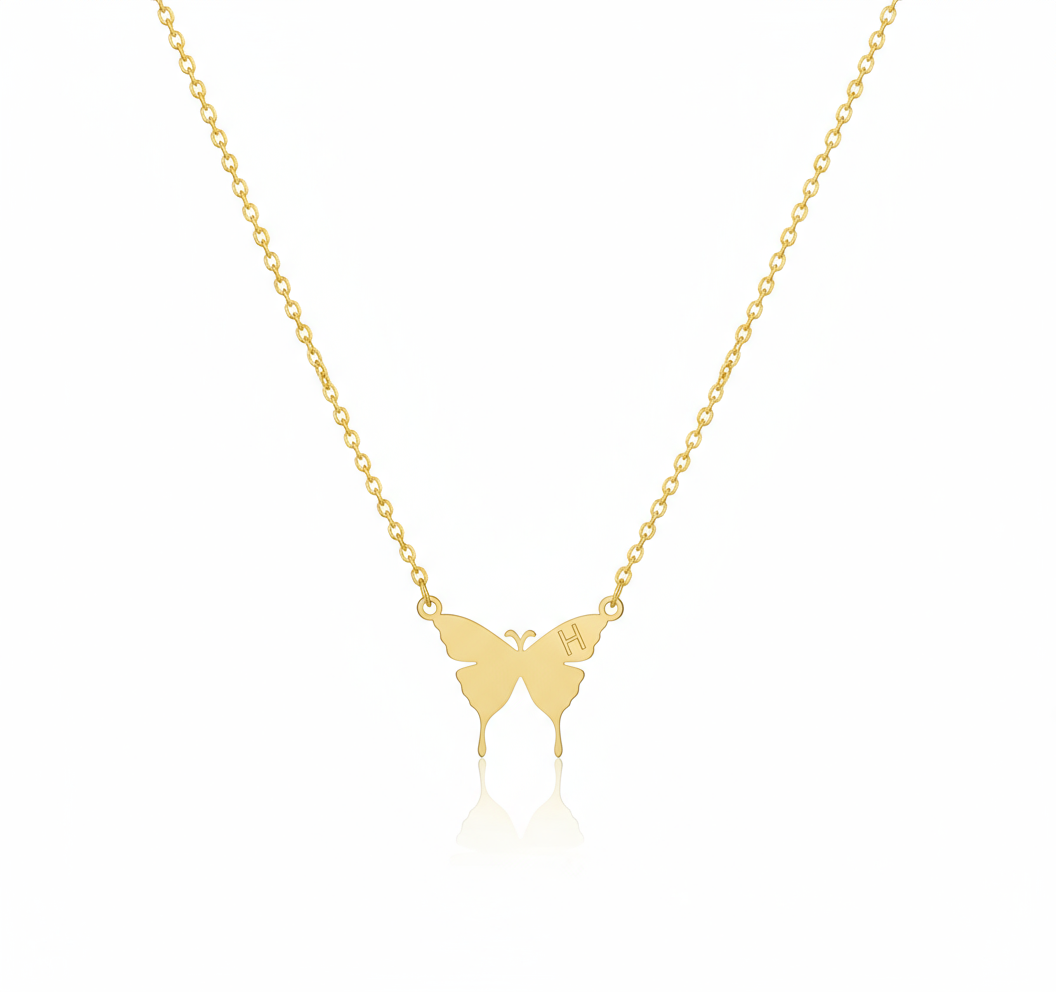 Butterfly Wings Initial Pendant Necklace