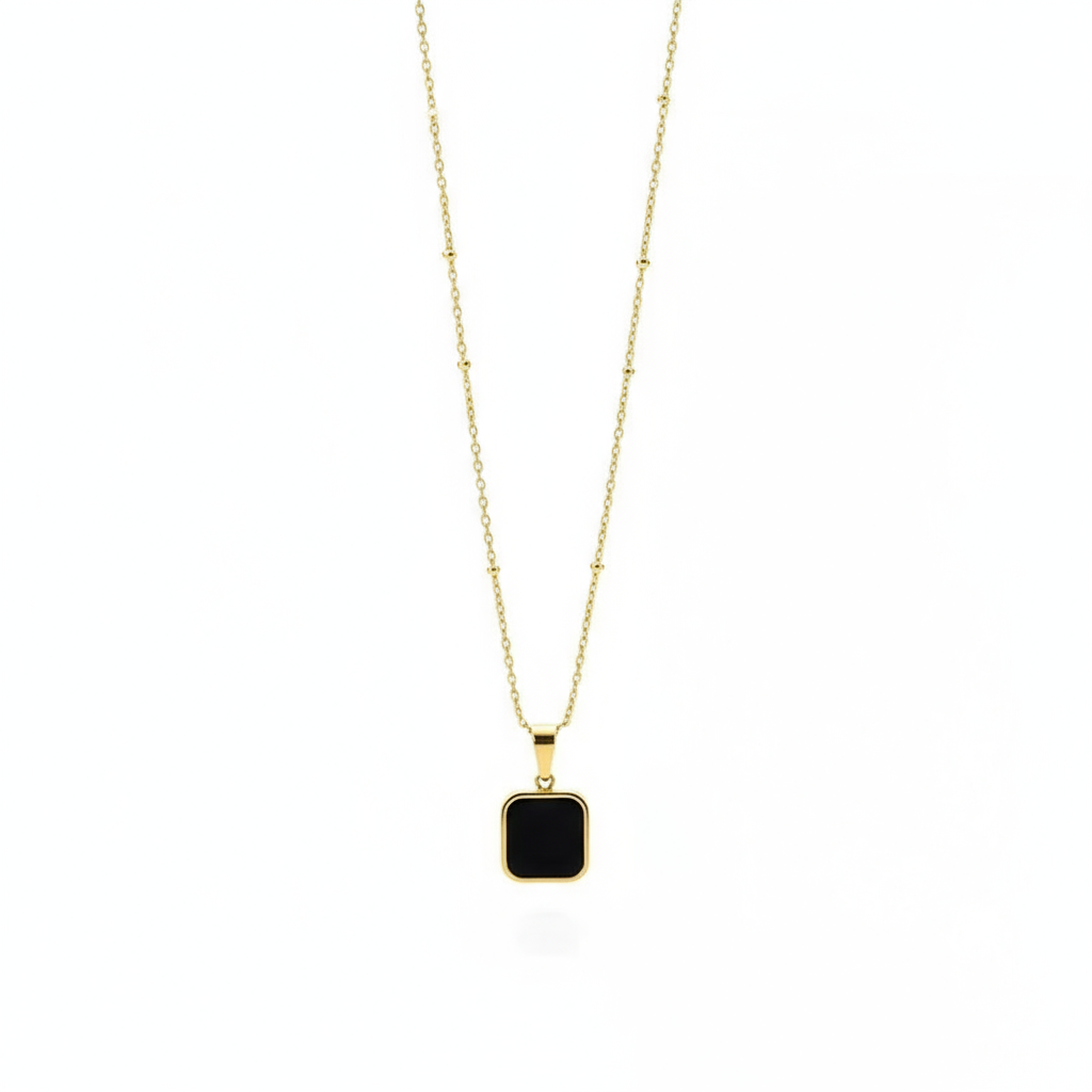 Bold Black/White Square Pendant Necklace