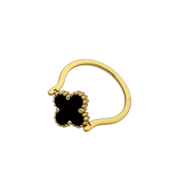 Bold Black Clover Adjustable Ring