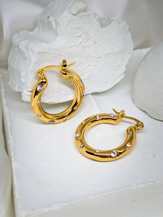 Luxe Gold Hoops with Pearls & Crystals" – Sophisticated & minimal
