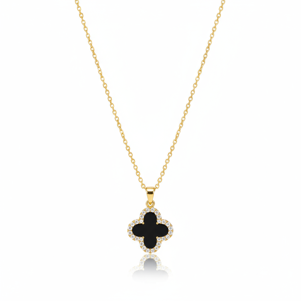 ZARAHÉ Noir Clover Gold Necklace