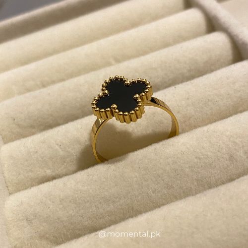 Bold Black Clover Adjustable Ring